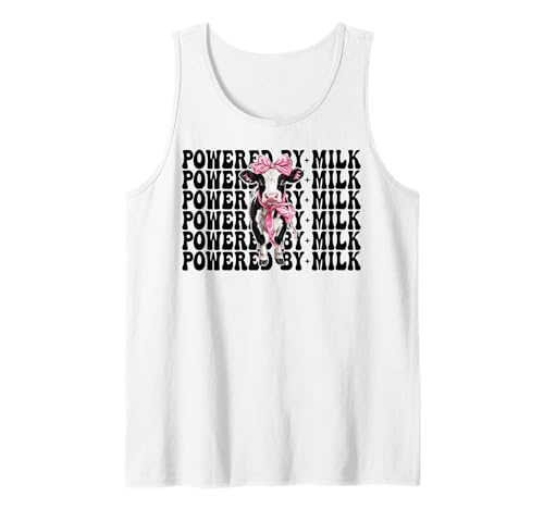Angetrieben von Milk Dairy Farmer Cow Dairy Farming Girl Mom Tank Top von Womens Coquette Bow Dairy Farmer Cow Farming Gifts