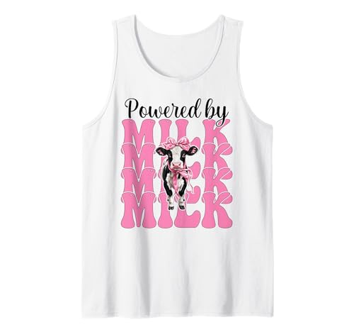 Angetrieben von Milk Dairy Farmer Cow Dairy Farming Girl Mom Tank Top von Womens Coquette Bow Dairy Farmer Cow Farming Gifts