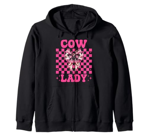 Cow Lady Dairy Farmer Cow Dairy Farming Girl Mom Kokette Kapuzenjacke von Womens Coquette Bow Dairy Farmer Cow Farming Gifts