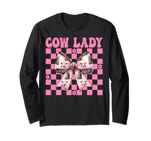 Cow Lady Dairy Farmer Cow Dairy Farming Girl Mom Kokette Langarmshirt von Womens Coquette Bow Dairy Farmer Cow Farming Gifts