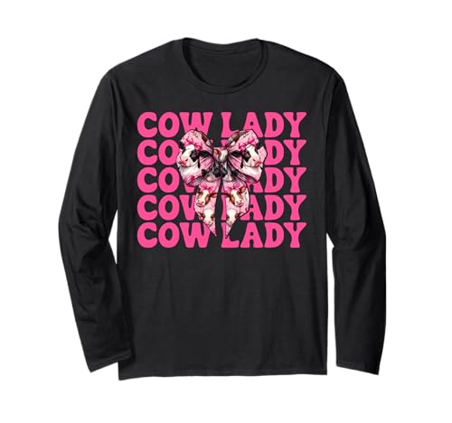 Cow Lady Dairy Farmer Cow Dairy Farming Girl Mom Kokette Langarmshirt von Womens Coquette Bow Dairy Farmer Cow Farming Gifts