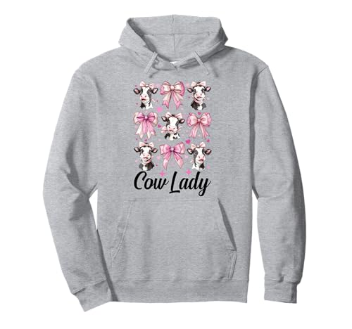 Cow Lady Dairy Farmer Cow Dairy Farming Girl Mom Kokette Pullover Hoodie von Womens Coquette Bow Dairy Farmer Cow Farming Gifts