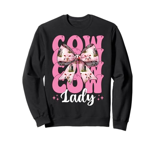Cow Lady Dairy Farmer Cow Dairy Farming Girl Mom Kokette Sweatshirt von Womens Coquette Bow Dairy Farmer Cow Farming Gifts