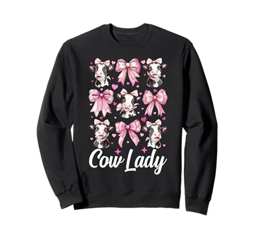 Cow Lady Dairy Farmer Cow Dairy Farming Girl Mom Kokette Sweatshirt von Womens Coquette Bow Dairy Farmer Cow Farming Gifts