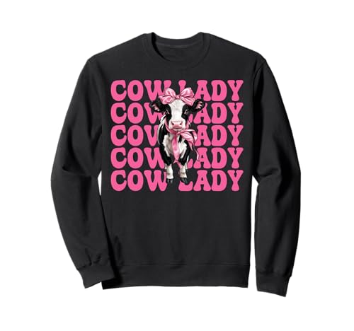 Cow Lady Dairy Farmer Cow Dairy Farming Girl Mom Kokette Sweatshirt von Womens Coquette Bow Dairy Farmer Cow Farming Gifts