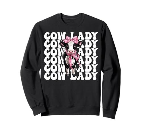Cow Lady Dairy Farmer Cow Dairy Farming Girl Mom Kokette Sweatshirt von Womens Coquette Bow Dairy Farmer Cow Farming Gifts