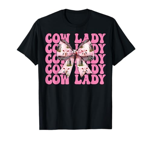 Cow Lady Dairy Farmer Cow Dairy Farming Girl Mom Kokette T-Shirt von Womens Coquette Bow Dairy Farmer Cow Farming Gifts