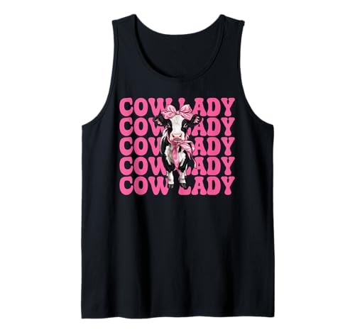 Cow Lady Dairy Farmer Cow Dairy Farming Girl Mom Kokette Tank Top von Womens Coquette Bow Dairy Farmer Cow Farming Gifts