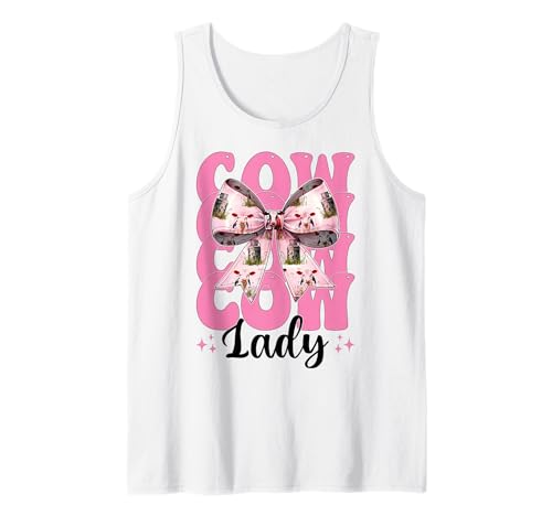 Cow Lady Dairy Farmer Cow Dairy Farming Girl Mom Kokette Tank Top von Womens Coquette Bow Dairy Farmer Cow Farming Gifts