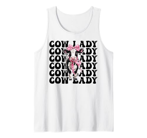 Cow Lady Dairy Farmer Cow Dairy Farming Girl Mom Kokette Tank Top von Womens Coquette Bow Dairy Farmer Cow Farming Gifts