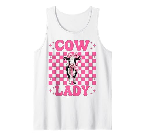Cow Lady Dairy Farmer Cow Dairy Farming Girl Mom Kokette Tank Top von Womens Coquette Bow Dairy Farmer Cow Farming Gifts