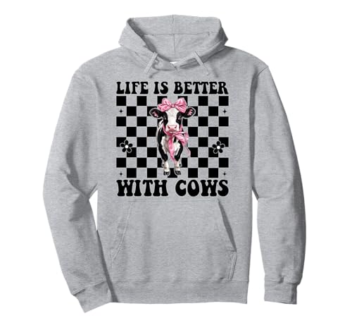Das Leben ist Besser mit Kühen Dairy Farmer Cow Dairy Farming Girl Pullover Hoodie von Womens Coquette Bow Dairy Farmer Cow Farming Gifts
