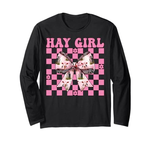 Hay Girl Lustiger Milchbauer Kuh Milch Landwirtschaft Kokette Bogen Langarmshirt von Womens Coquette Bow Dairy Farmer Cow Farming Gifts