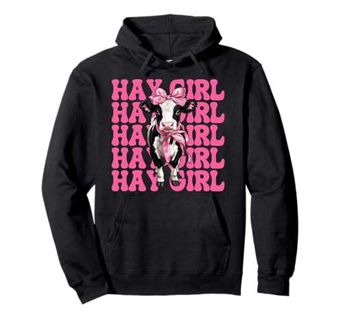 Hay Girl Lustiger Milchbauer Kuh Milch Landwirtschaft Kokette Bogen Pullover Hoodie von Womens Coquette Bow Dairy Farmer Cow Farming Gifts