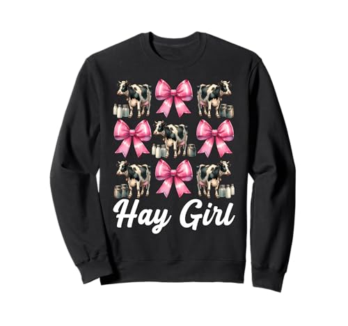 Hay Girl Lustiger Milchbauer Kuh Milch Landwirtschaft Kokette Bogen Sweatshirt von Womens Coquette Bow Dairy Farmer Cow Farming Gifts