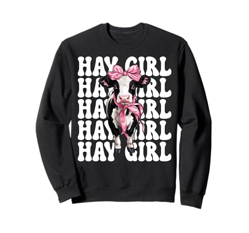 Hay Girl Lustiger Milchbauer Kuh Milch Landwirtschaft Kokette Bogen Sweatshirt von Womens Coquette Bow Dairy Farmer Cow Farming Gifts