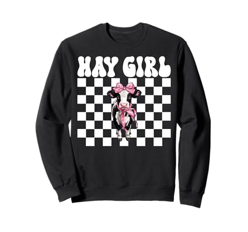 Hay Girl Lustiger Milchbauer Kuh Milch Landwirtschaft Kokette Bogen Sweatshirt von Womens Coquette Bow Dairy Farmer Cow Farming Gifts