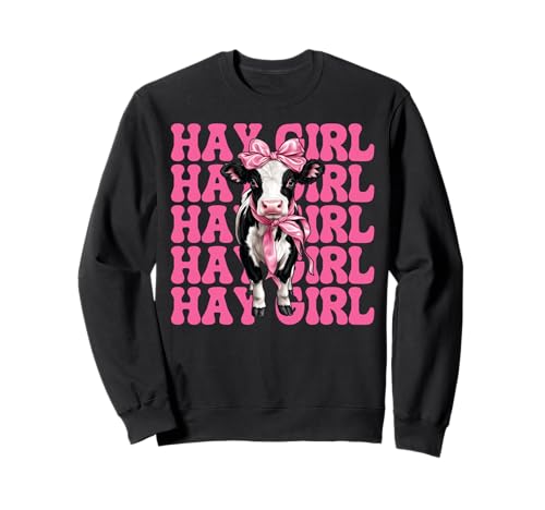 Hay Girl Lustiger Milchbauer Kuh Milch Landwirtschaft Kokette Bogen Sweatshirt von Womens Coquette Bow Dairy Farmer Cow Farming Gifts