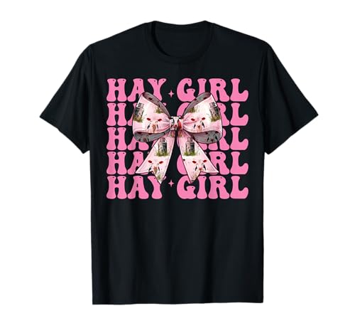 Hay Girl Lustiger Milchbauer Kuh Milch Landwirtschaft Kokette Bogen T-Shirt von Womens Coquette Bow Dairy Farmer Cow Farming Gifts