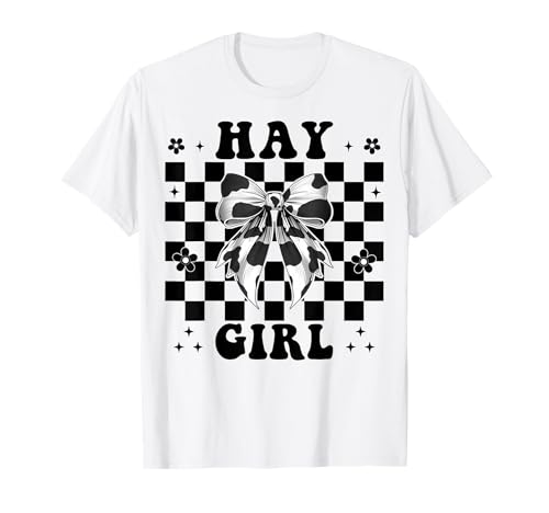 Hay Girl Lustiger Milchbauer Kuh Milch Landwirtschaft Kokette Bogen T-Shirt von Womens Coquette Bow Dairy Farmer Cow Farming Gifts
