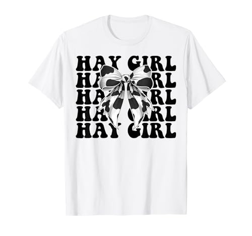 Hay Girl Lustiger Milchbauer Kuh Milch Landwirtschaft Kokette Bogen T-Shirt von Womens Coquette Bow Dairy Farmer Cow Farming Gifts