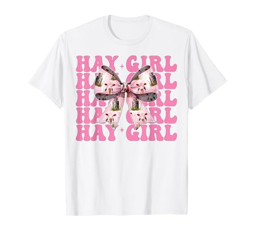 Hay Girl Lustiger Milchbauer Kuh Milch Landwirtschaft Kokette Bogen T-Shirt von Womens Coquette Bow Dairy Farmer Cow Farming Gifts