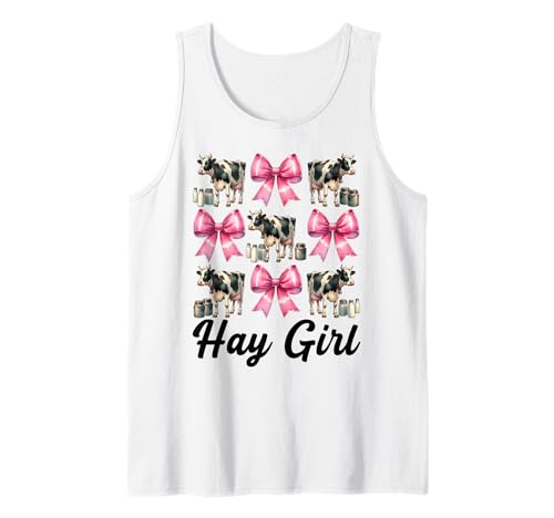 Hay Girl Lustiger Milchbauer Kuh Milch Landwirtschaft Kokette Bogen Tank Top von Womens Coquette Bow Dairy Farmer Cow Farming Gifts