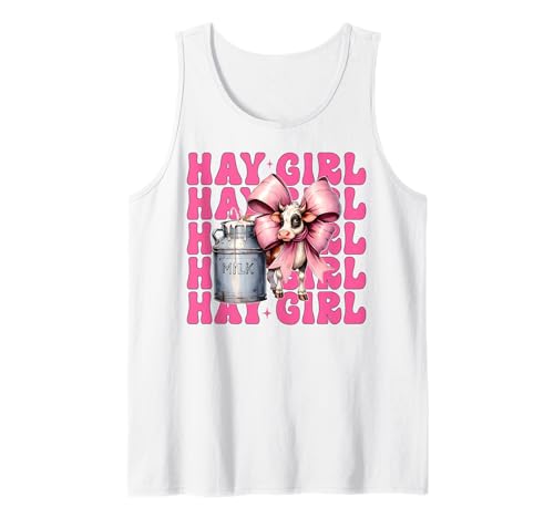 Hay Girl Lustiger Milchbauer Kuh Milch Landwirtschaft Kokette Bogen Tank Top von Womens Coquette Bow Dairy Farmer Cow Farming Gifts