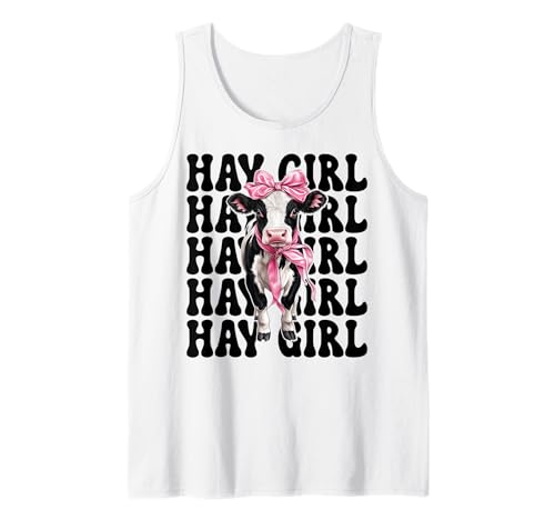 Hay Girl Lustiger Milchbauer Kuh Milch Landwirtschaft Kokette Bogen Tank Top von Womens Coquette Bow Dairy Farmer Cow Farming Gifts