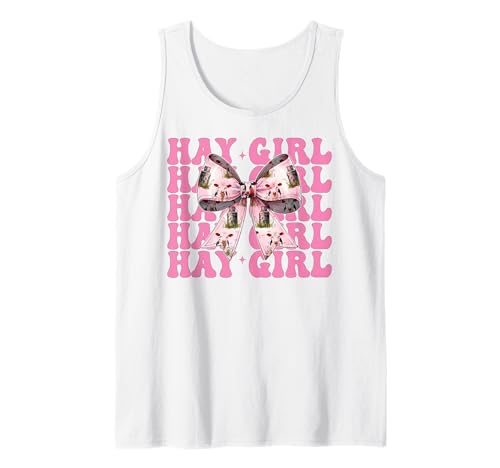 Hay Girl Lustiger Milchbauer Kuh Milch Landwirtschaft Kokette Bogen Tank Top von Womens Coquette Bow Dairy Farmer Cow Farming Gifts