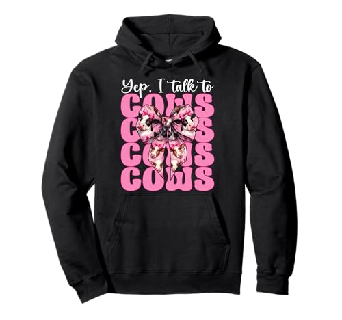 Ja, ich spreche mit Cows Dairy Farmer Cow Dairy Farming Girl Mama Pullover Hoodie von Womens Coquette Bow Dairy Farmer Cow Farming Gifts