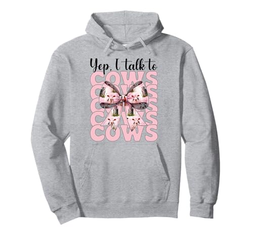 Ja, ich spreche mit Cows Dairy Farmer Cow Dairy Farming Girl Mama Pullover Hoodie von Womens Coquette Bow Dairy Farmer Cow Farming Gifts