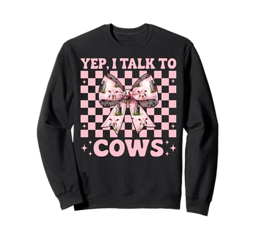Ja, ich spreche mit Cows Dairy Farmer Cow Dairy Farming Girl Mama Sweatshirt von Womens Coquette Bow Dairy Farmer Cow Farming Gifts