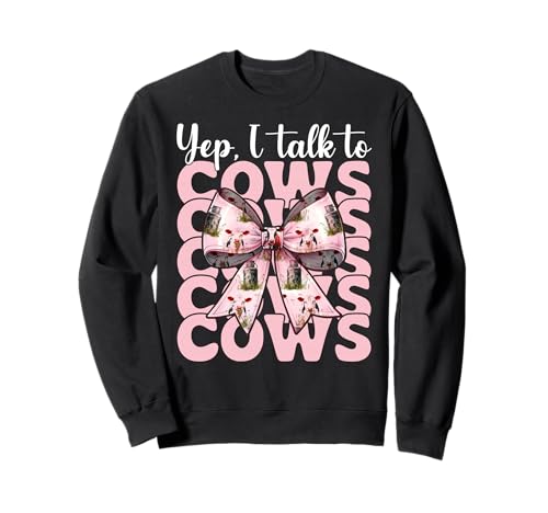 Ja, ich spreche mit Cows Dairy Farmer Cow Dairy Farming Girl Mama Sweatshirt von Womens Coquette Bow Dairy Farmer Cow Farming Gifts