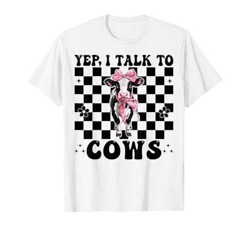 Ja, ich spreche mit Cows Dairy Farmer Cow Dairy Farming Girl Mama T-Shirt von Womens Coquette Bow Dairy Farmer Cow Farming Gifts