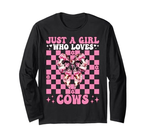 Just A Girl Who Loves Cows Milchbauer Kuhzucht Kokette Langarmshirt von Womens Coquette Bow Dairy Farmer Cow Farming Gifts