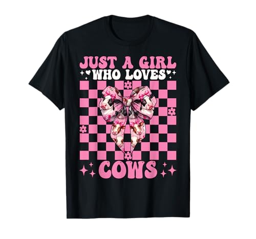 Just A Girl Who Loves Cows Milchbauer Kuhzucht Kokette T-Shirt von Womens Coquette Bow Dairy Farmer Cow Farming Gifts
