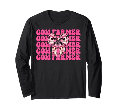 Kuhbauer Milchbauer Kuh Milchvieh Landwirtschaft Mädchen Mama Kokette Langarmshirt von Womens Coquette Bow Dairy Farmer Cow Farming Gifts