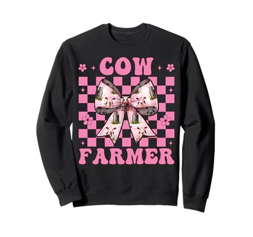 Kuhbauer Milchbauer Kuh Milchvieh Landwirtschaft Mädchen Mama Kokette Sweatshirt von Womens Coquette Bow Dairy Farmer Cow Farming Gifts