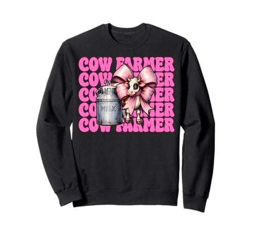 Kuhbauer Milchbauer Kuh Milchvieh Landwirtschaft Mädchen Mama Kokette Sweatshirt von Womens Coquette Bow Dairy Farmer Cow Farming Gifts
