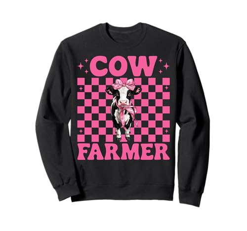 Kuhbauer Milchbauer Kuh Milchvieh Landwirtschaft Mädchen Mama Kokette Sweatshirt von Womens Coquette Bow Dairy Farmer Cow Farming Gifts
