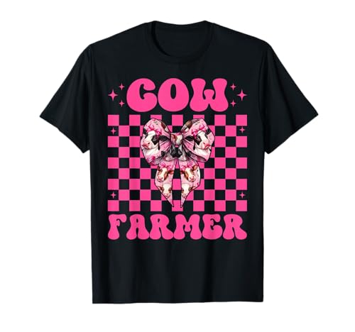 Kuhbauer Milchbauer Kuh Milchvieh Landwirtschaft Mädchen Mama Kokette T-Shirt von Womens Coquette Bow Dairy Farmer Cow Farming Gifts