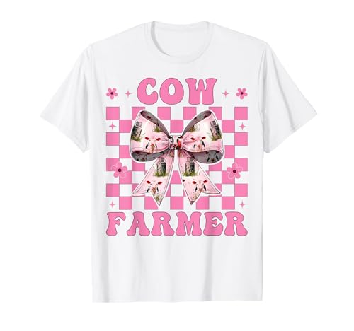 Kuhbauer Milchbauer Kuh Milchvieh Landwirtschaft Mädchen Mama Kokette T-Shirt von Womens Coquette Bow Dairy Farmer Cow Farming Gifts