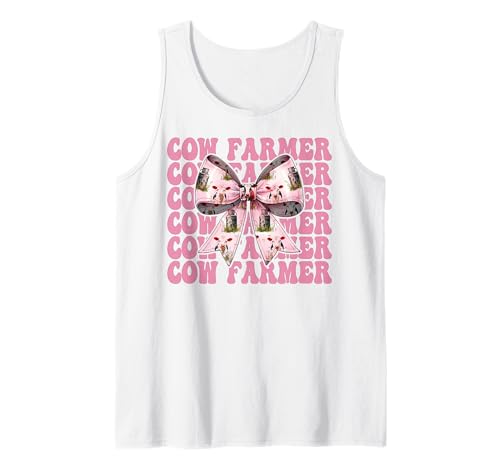 Kuhbauer Milchbauer Kuh Milchvieh Landwirtschaft Mädchen Mama Kokette Tank Top von Womens Coquette Bow Dairy Farmer Cow Farming Gifts