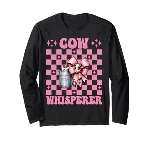 Kuhflüsterer Lustige Milchbauer Kuh Milchvieh Landwirtschaft Mädchen Mama Langarmshirt von Womens Coquette Bow Dairy Farmer Cow Farming Gifts