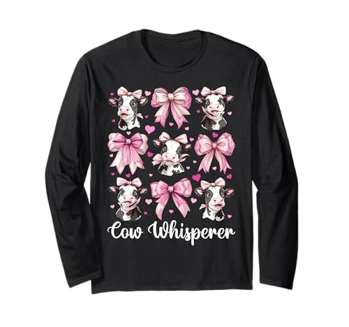 Kuhflüsterer Lustige Milchbauer Kuh Milchvieh Landwirtschaft Mädchen Mama Langarmshirt von Womens Coquette Bow Dairy Farmer Cow Farming Gifts