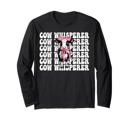 Kuhflüsterer Lustige Milchbauer Kuh Milchvieh Landwirtschaft Mädchen Mama Langarmshirt von Womens Coquette Bow Dairy Farmer Cow Farming Gifts