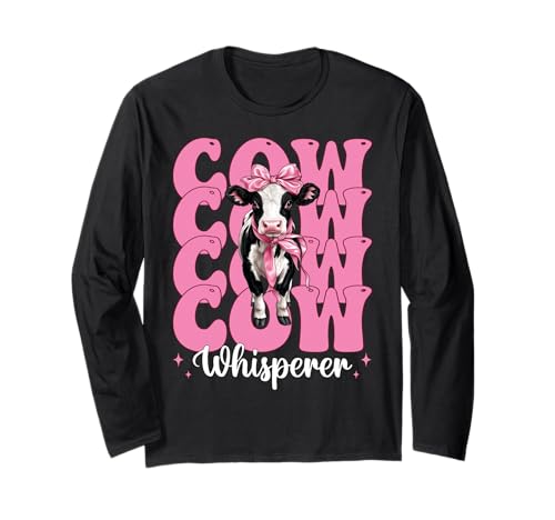 Kuhflüsterer Lustige Milchbauer Kuh Milchvieh Landwirtschaft Mädchen Mama Langarmshirt von Womens Coquette Bow Dairy Farmer Cow Farming Gifts