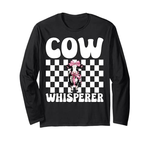 Kuhflüsterer Lustige Milchbauer Kuh Milchvieh Landwirtschaft Mädchen Mama Langarmshirt von Womens Coquette Bow Dairy Farmer Cow Farming Gifts