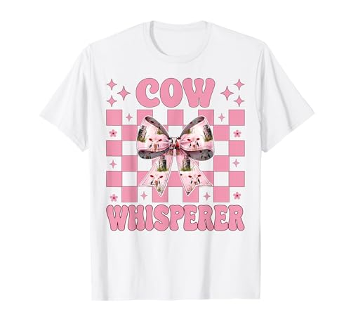 Kuhflüsterer Lustige Milchbauer Kuh Milchvieh Landwirtschaft Mädchen Mama T-Shirt von Womens Coquette Bow Dairy Farmer Cow Farming Gifts